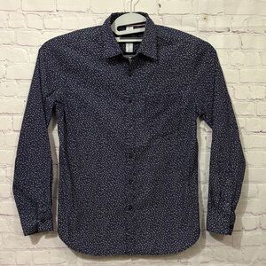 DENIM 7 FLOWER Men's Classic Navy Blue Patterned Shirt Sz: Medium